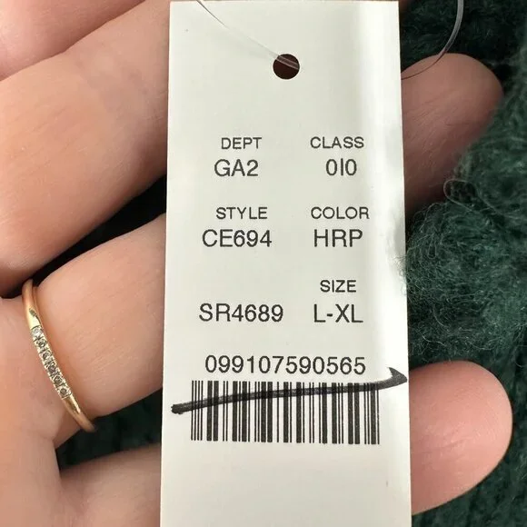 J. Crew Women's Green Oversized turtleneck sweater in textured yarn L/XL NWT - Picture 4 of 6